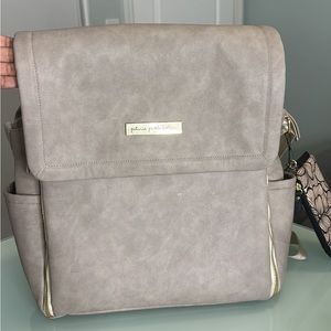 Petunia Pickle Bottom Boxy Diaper Backpack in Gray Matte Leatherette